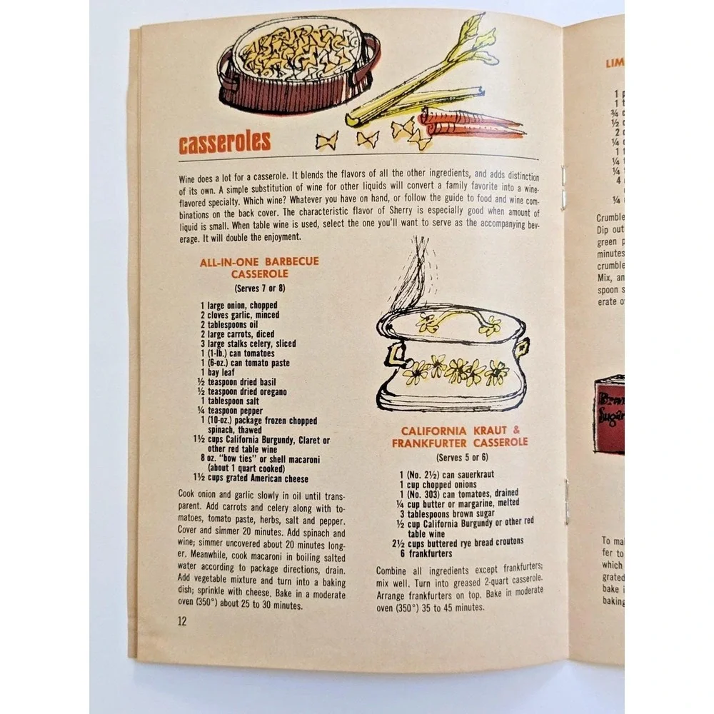 Vintage 1967 California Wine Cookery and Drinks Recipe Booklet Mid Century Bar